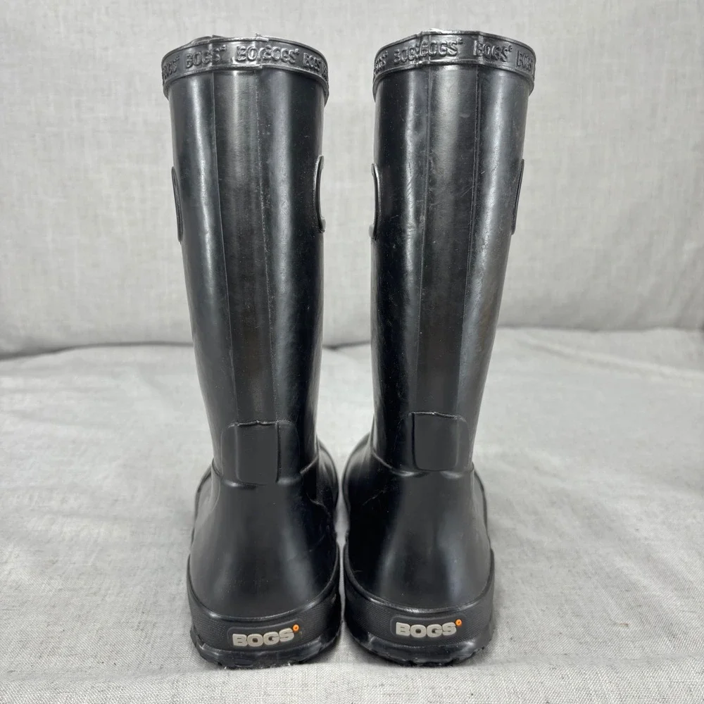 Bogs Classic Rain Boot Black Rubber Waterproof Pull On Handles Youth Size 5